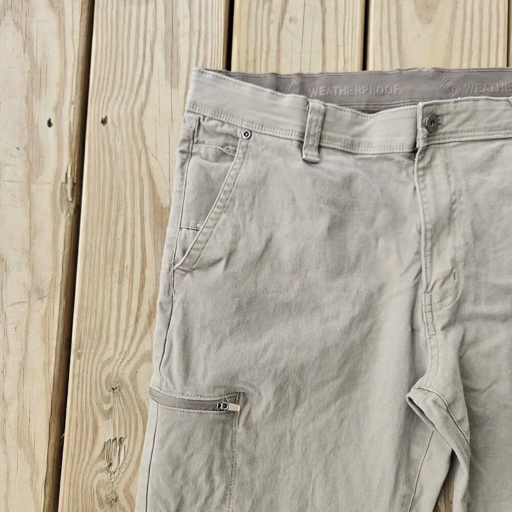 WP Weatherproof Men's 36x32 Active Stretch Utility Pants Dark Khaki Gray